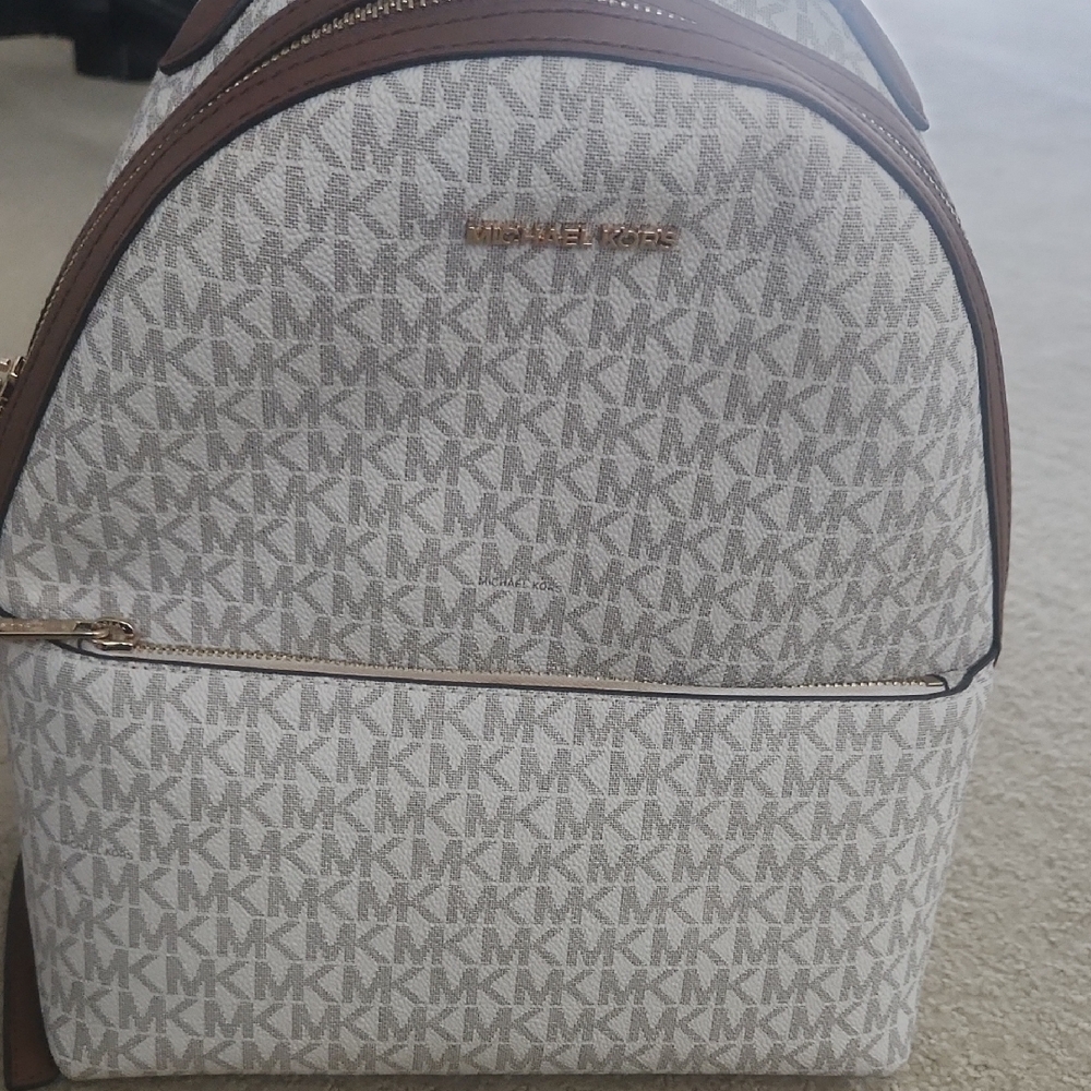 Michael Kors Brown and Cream Monogram Backpack